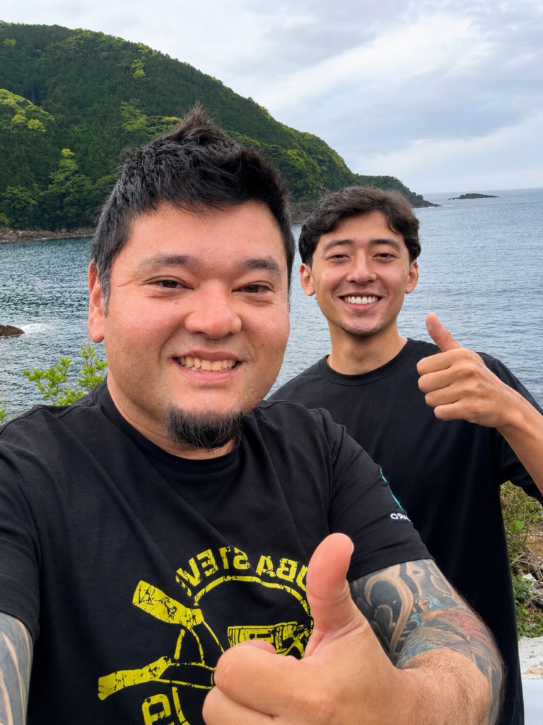 Yuji Kiya e Rodrigo Kage — curso de mergulho em português no Japão, Kumano, Mie